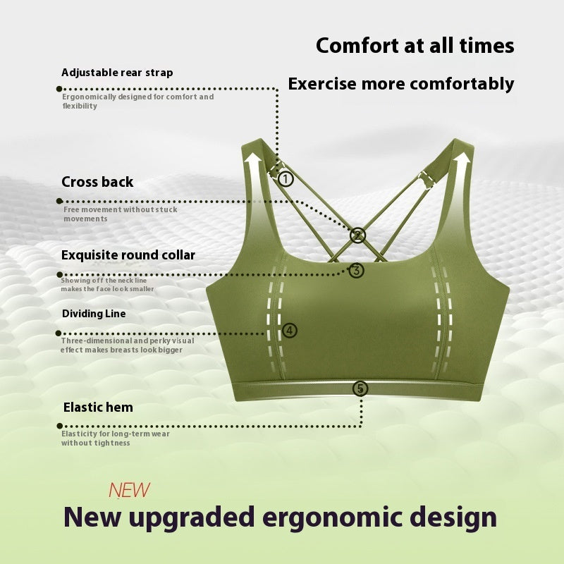 Sexy Cross Backless Bra Sports Workout Underwear