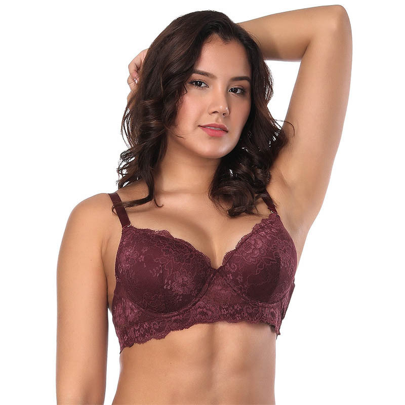 Plus Size Thin Mould Cup Underwire Lace Bra
