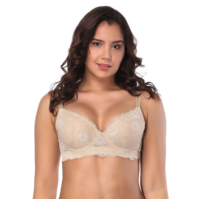 Plus Size Thin Mould Cup Underwire Lace Bra