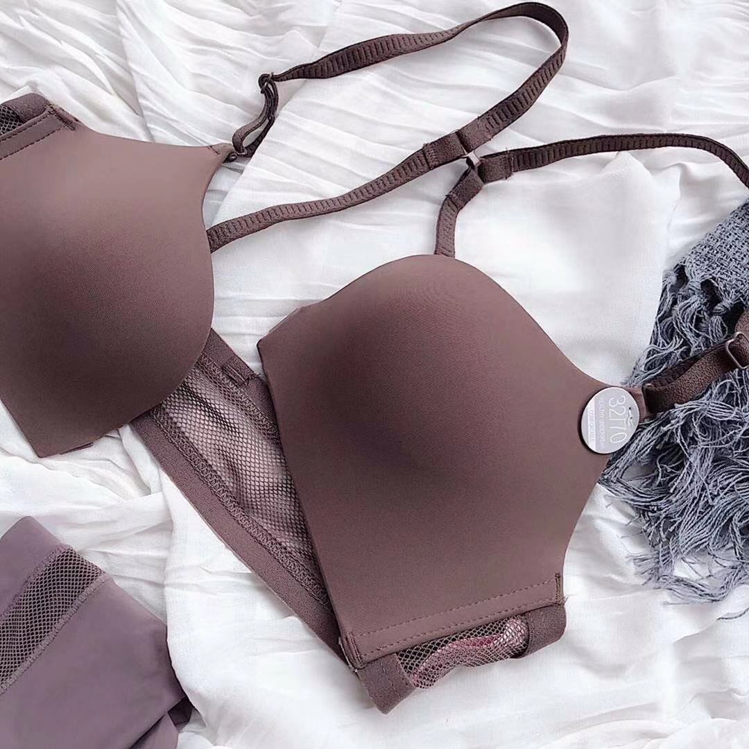 Invisible front button bra set